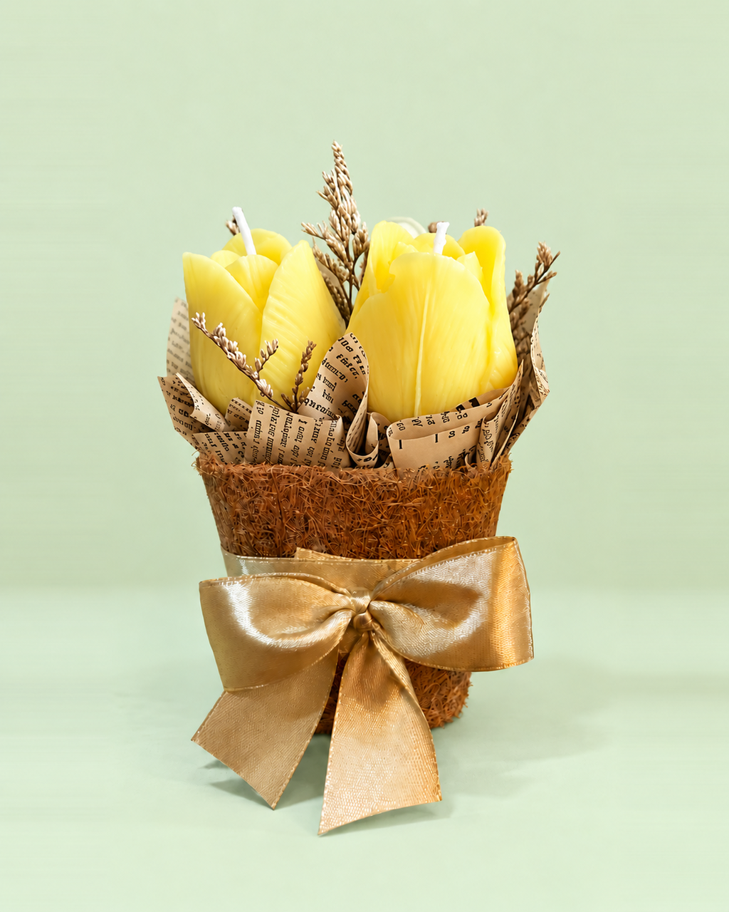 Yellow White Tulips in a Pot (3tulips)