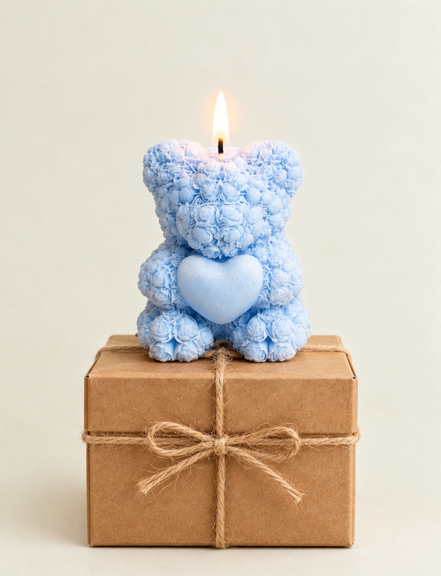 Teddy Blue Bear Candle