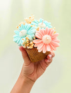 Blue and Pink Candle Daisies 3 pcs in a Pot