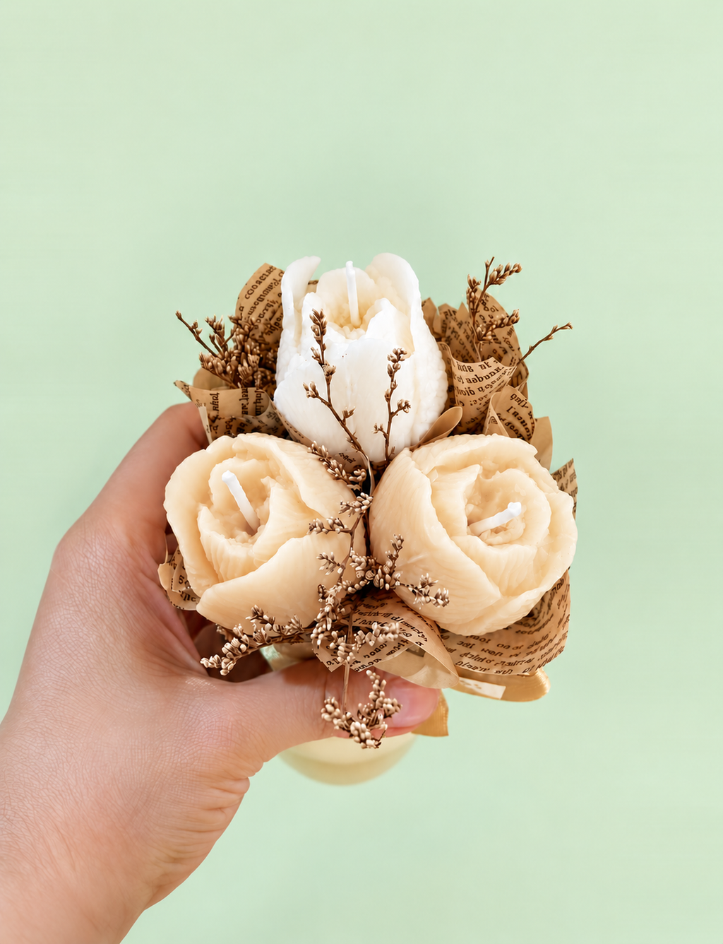 White and Beige Tulips in a Pot (3tulips)