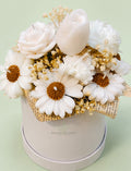 Round Box Candle White Flower Bouquet